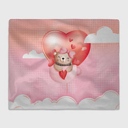 Плед флисовый Мишка в чашке с сердечком, цвет: 3D-велсофт