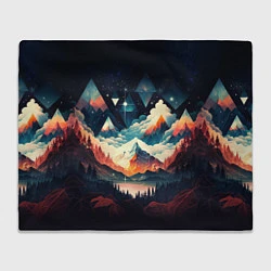 Плед флисовый Футуризм горы, цвет: 3D-велсофт