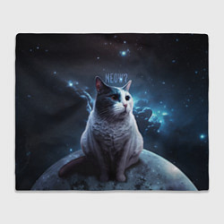 Плед флисовый Мемный кот в космосе, цвет: 3D-велсофт