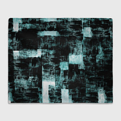 Плед флисовый Абстракт голубой на чёрном, цвет: 3D-велсофт