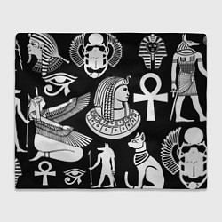 Плед флисовый Египетские знаки на черном фоне, цвет: 3D-велсофт
