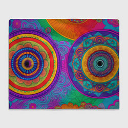 Плед флисовый Красочные этнические орнаменты, цвет: 3D-велсофт