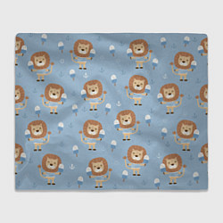 Плед флисовый Лев-моряк с мороженым - паттерн, цвет: 3D-велсофт