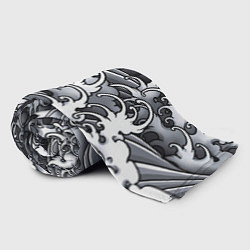 Плед флисовый Иредзуми: Черно-белые волны, цвет: 3D-велсофт — фото 2
