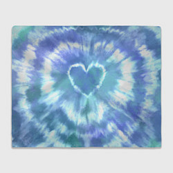 Плед флисовый Сердце - тай-дай - голубой, цвет: 3D-велсофт