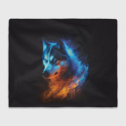 Плед флисовый Водно-огненная стихия волка, цвет: 3D-велсофт
