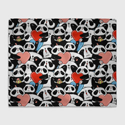 Плед флисовый Панды с сердечками, цвет: 3D-велсофт