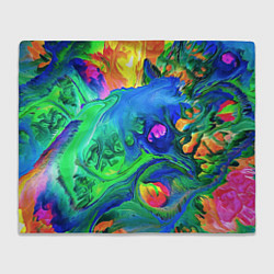 Плед флисовый Яркие всплески краски - импрессионизм, цвет: 3D-велсофт