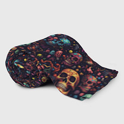 Плед флисовый Россыпь разноцветных черепков, цвет: 3D-велсофт — фото 2