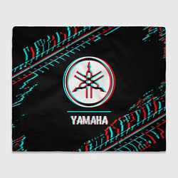 Плед Значок Yamaha в стиле glitch на темном фоне
