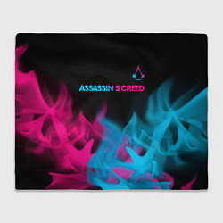 Плед флисовый Assassins Creed - neon gradient: символ сверху, цвет: 3D-велсофт