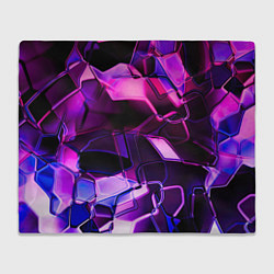 Плед флисовый Неоновая искаженная геометрия, цвет: 3D-велсофт