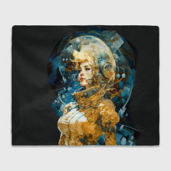 Плед флисовый Блондинка космонавт в золотом скафандре, цвет: 3D-велсофт