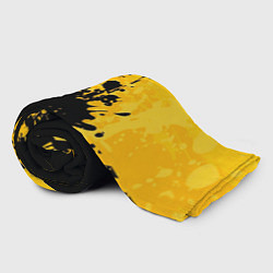 Плед флисовый Пятна черной краски на желтом фоне, цвет: 3D-велсофт — фото 2