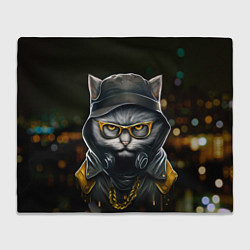 Плед флисовый Rich grey Cat, цвет: 3D-велсофт