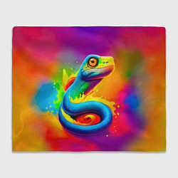 Плед флисовый Змейка в красках, цвет: 3D-велсофт