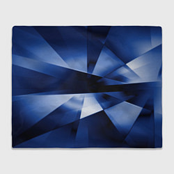 Плед флисовый Синие лучи и отражения в абстракции, цвет: 3D-велсофт