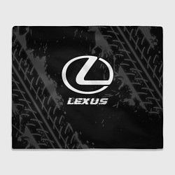 Плед флисовый Lexus speed на темном фоне со следами шин, цвет: 3D-велсофт