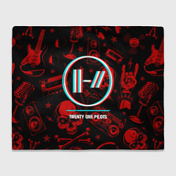 Плед флисовый Twenty One Pilots rock glitch, цвет: 3D-велсофт