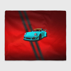 Плед флисовый Немецкий спортивный автомобиль Porsche 911, цвет: 3D-велсофт