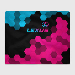 Плед флисовый Lexus - neon gradient: символ сверху, цвет: 3D-велсофт