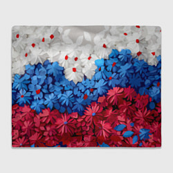 Плед флисовый Флаг РФ из цветов, цвет: 3D-велсофт