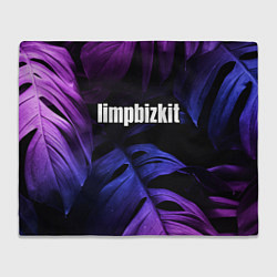 Плед флисовый Limp Bizkit neon monstera, цвет: 3D-велсофт