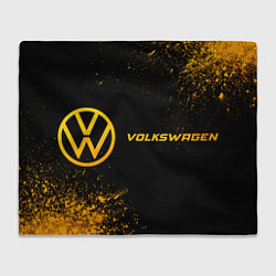 Плед флисовый Volkswagen - gold gradient: надпись и символ, цвет: 3D-велсофт