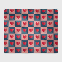 Плед флисовый Pettern hearts, цвет: 3D-велсофт