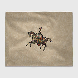 Плед флисовый Ретро девушка на лошади и винтажные цветы, цвет: 3D-велсофт