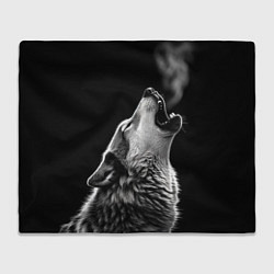 Плед флисовый Воющий волк в ночи, цвет: 3D-велсофт