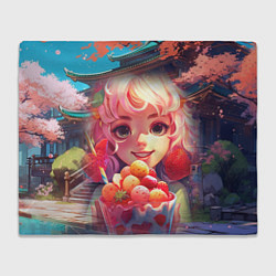 Плед флисовый Милая девушка с коктейлем, цвет: 3D-велсофт