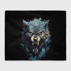 Плед флисовый Blue black wolf, цвет: 3D-велсофт