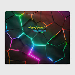 Плед флисовый Cyberpunk 2077 phantom liberty logo neon, цвет: 3D-велсофт