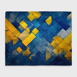 Плед флисовый Синяя и жёлтая геометрия, цвет: 3D-велсофт