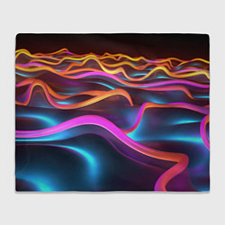 Плед флисовый Неоновые фиолетовые волны, цвет: 3D-велсофт