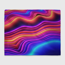 Плед флисовый Яркие неоновые волны, цвет: 3D-велсофт