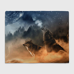 Плед флисовый Волки на севере, цвет: 3D-велсофт