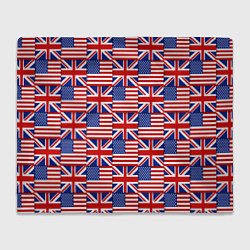 Плед флисовый Флаги США и Англии, цвет: 3D-велсофт