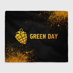 Плед флисовый Green Day - gold gradient: надпись и символ, цвет: 3D-велсофт
