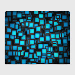 Плед флисовый Геометрия - синие квадраты, цвет: 3D-велсофт