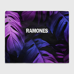 Плед флисовый Ramones neon monstera, цвет: 3D-велсофт