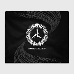 Плед флисовый Mercedes speed на темном фоне со следами шин, цвет: 3D-велсофт