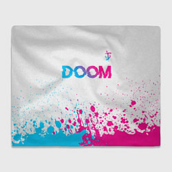 Плед флисовый Doom neon gradient style: символ сверху, цвет: 3D-велсофт