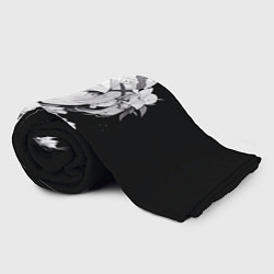 Плед флисовый Рем из ре зеро - черно белый портрет, цвет: 3D-велсофт — фото 2