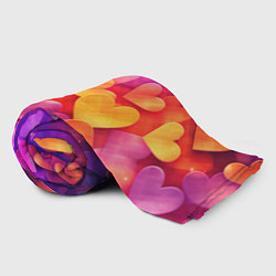 Плед флисовый Разноцветные сердечки, цвет: 3D-велсофт — фото 2