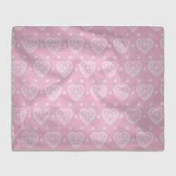 Плед флисовый Розовое кружево сердечки, цвет: 3D-велсофт