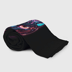 Плед флисовый Котик в киберпанке, цвет: 3D-велсофт — фото 2
