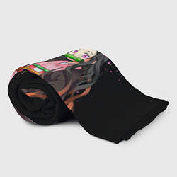 Плед флисовый Незуко комадо и иероглифы - клинок, цвет: 3D-велсофт — фото 2
