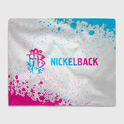 Плед флисовый Nickelback neon gradient style: надпись и символ, цвет: 3D-велсофт